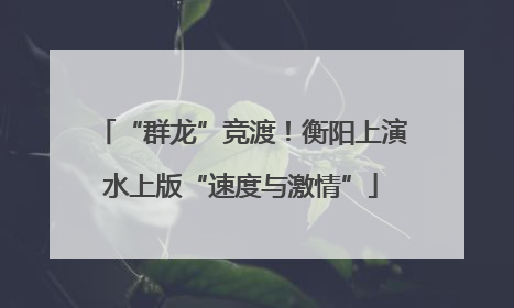 “群龙”竞渡！衡阳上演水上版“速度与激情”
