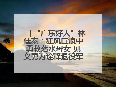 “广东好人”林佳泰：狂风巨浪中勇救落水母女 见义勇为诠释退役军人担当