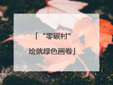 “零碳村” 绘就绿色画卷