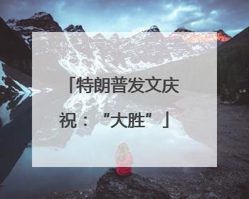 特朗普发文庆祝：“大胜”