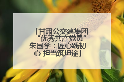 甘肃公交建集团“优秀共产党员”朱国学：匠心践初心 担当筑坦途
