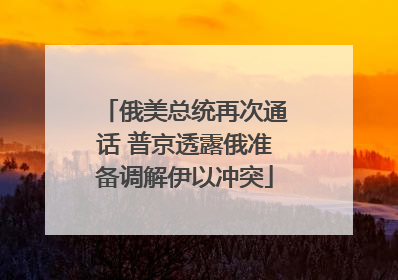 俄美总统再次通话 普京透露俄准备调解伊以冲突