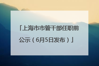 上海市市管干部任职前公示（6月5日发布）