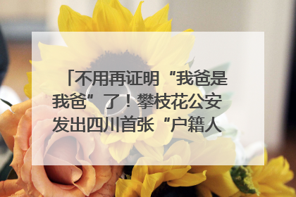 不用再证明“我爸是我爸”了！攀枝花公安发出四川首张“户籍人口直系亲属关系谱”