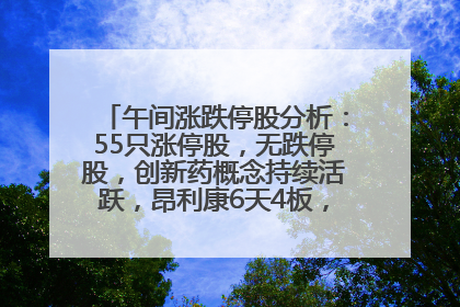 午间涨跌停股分析：55只涨停股，无跌停股，创新药概念持续活跃，昂利康6天4板，众生药业2连板