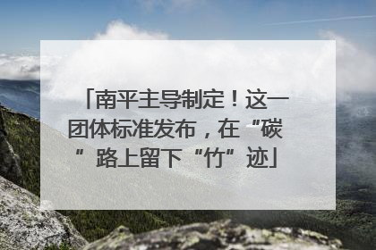 南平主导制定！这一团体标准发布，在“碳”路上留下“竹”迹