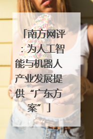南方网评：为人工智能与机器人产业发展提供“广东方案”