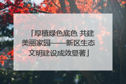 厚植绿色底色 共建美丽家园——新区生态文明建设成效显著