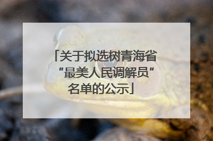 关于拟选树青海省“最美人民调解员” 名单的公示