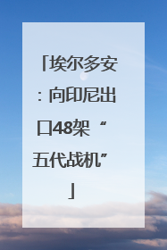 埃尔多安：向印尼出口48架“五代战机”