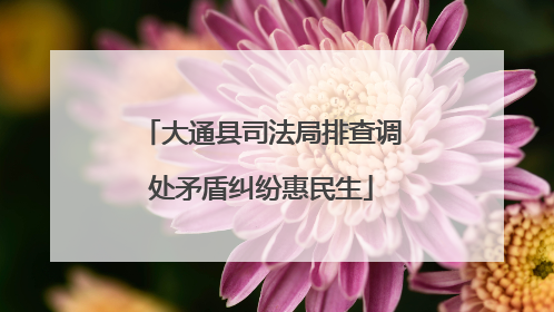 大通县司法局排查调处矛盾纠纷惠民生