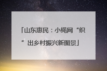 山东惠民：小绳网“织”出乡村振兴新图景