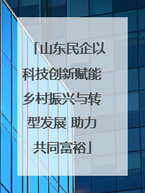 山东民企以科技创新赋能乡村振兴与转型发展 助力共同富裕