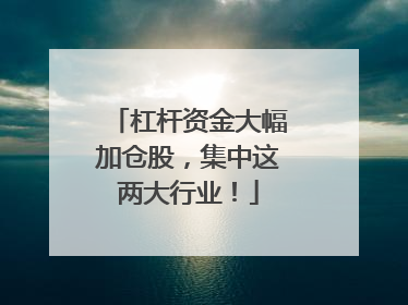 杠杆资金大幅加仓股，集中这两大行业！