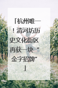 杭州唯一！清河坊历史文化街区再获一块“金字招牌”