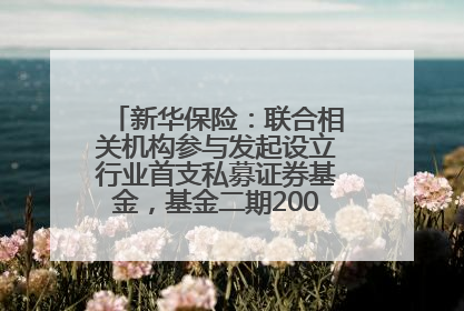 新华保险：联合相关机构参与发起设立行业首支私募证券基金，基金二期200亿元已募集完毕