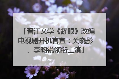 晋江文学《耀眼》改编电视剧开机官宣：关晓彤、李昀锐领衔主演