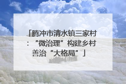 腾冲市清水镇三家村：“微治理”构建乡村善治“大格局”