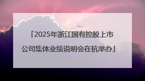 2025年浙江国有控股上市公司集体业绩说明会在杭举办
