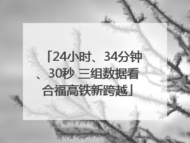24小时、34分钟、30秒 三组数据看合福高铁新跨越